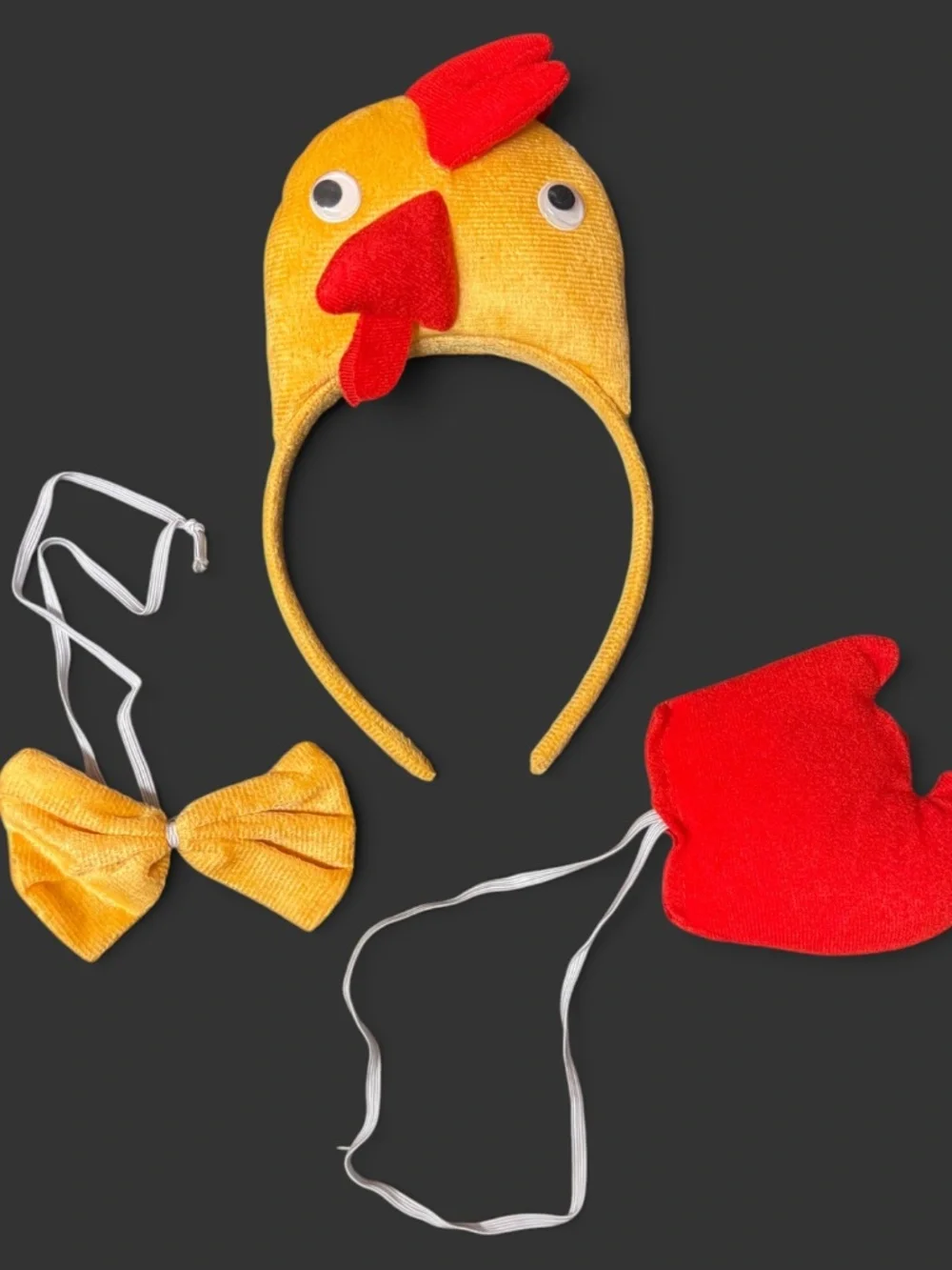 Rooster Chicken Costume Set, Headband Tail Bow Tie, Halloween Farm Animal